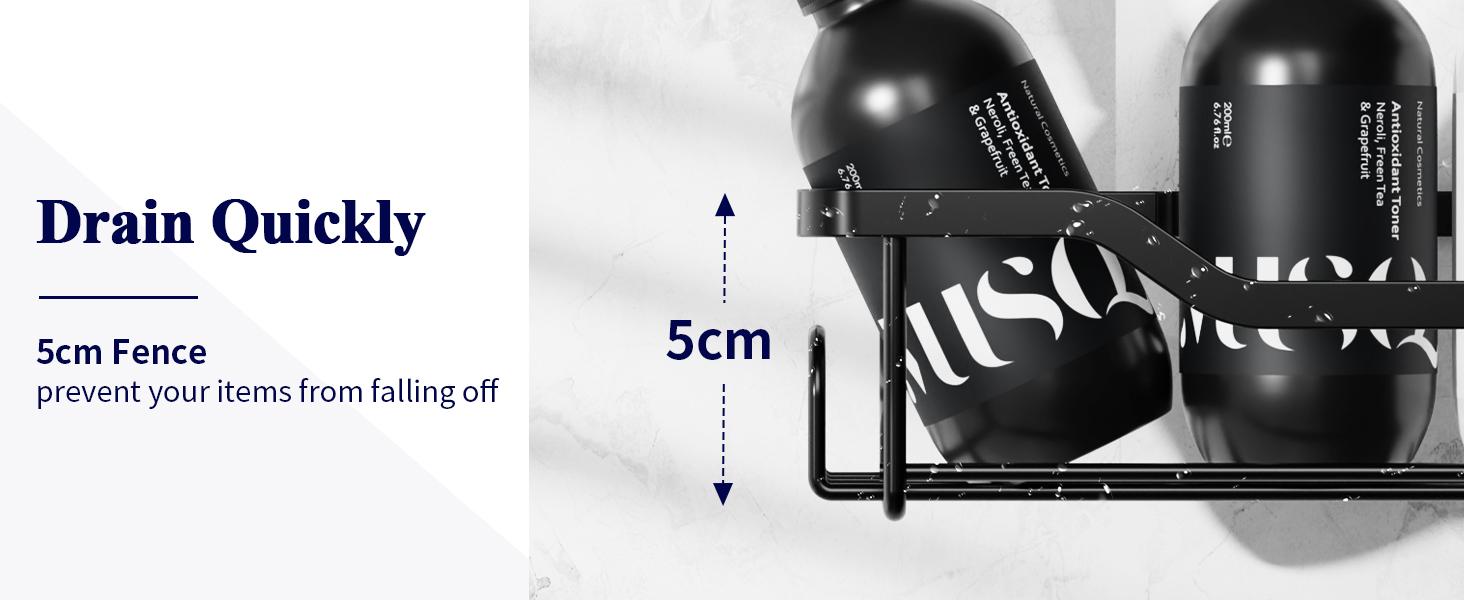 Kitsure Adhesive Shower Caddy No Drill Bathroom Storage Organizer Rustproof Metal Shower Shelf Large Black for Easy Organization