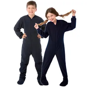 Kids Navy Fleece Onesie Footed Pajamas for Boys & Girls