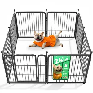 FXW Rollick Unleashed Dog Playpen for Indoor, Yard, RV Camping, 24"/32" Height, 6/8/16 Panels for Small and Medium Dogs, Black/White│Patented