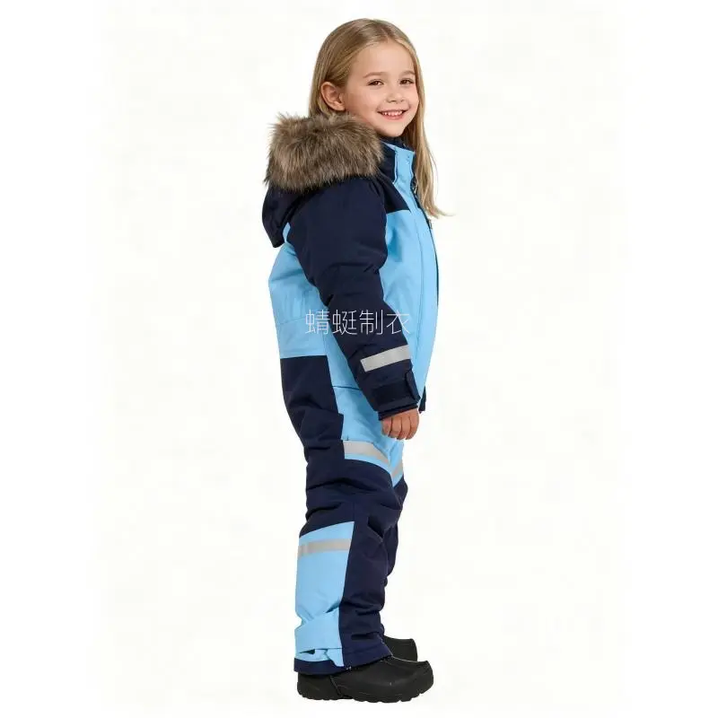 Kids' Windproof Snowsuit for Boys and Girls, Loose-Fitting 1-Piece Polyester Jumpsuit for Outdoor Cold Weather, Ages 4-13Y, 4-5Y, Long Sleeve, Children, Cold Weather Coats, Outdoor Wear, Relaxed