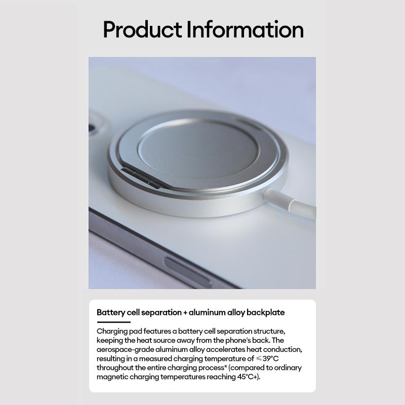 PAXA magnetic wireless charging stand, with strong magnetic attraction, supports 15W PD constant-temperature fast charging. It comes with an aluminum alloy stand, hands-free making it perfect for watching videos or playing games while charging.