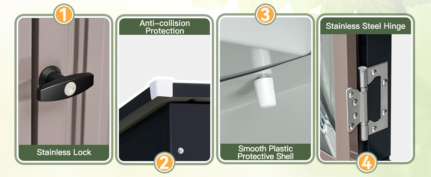 Aoxun 10 x 12FT Outdoor Storage Shed with Double Hinged Large Door & Lockable Door Brown Metal Sheds for Garden Backyard Patio