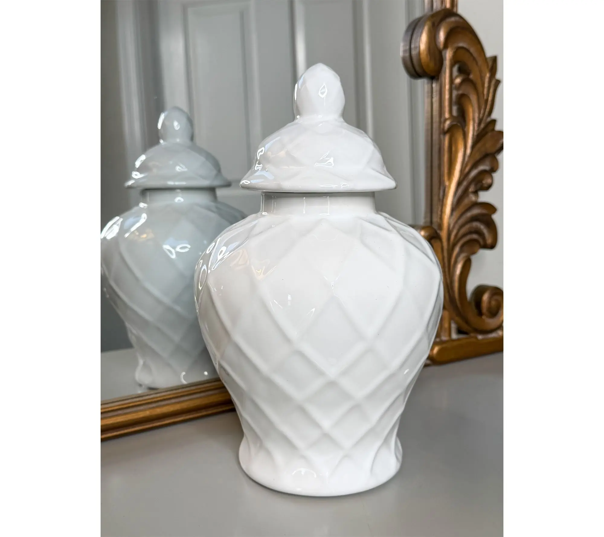 Simply Stunning Small Lattice Stoneware Urn by Janine Graff