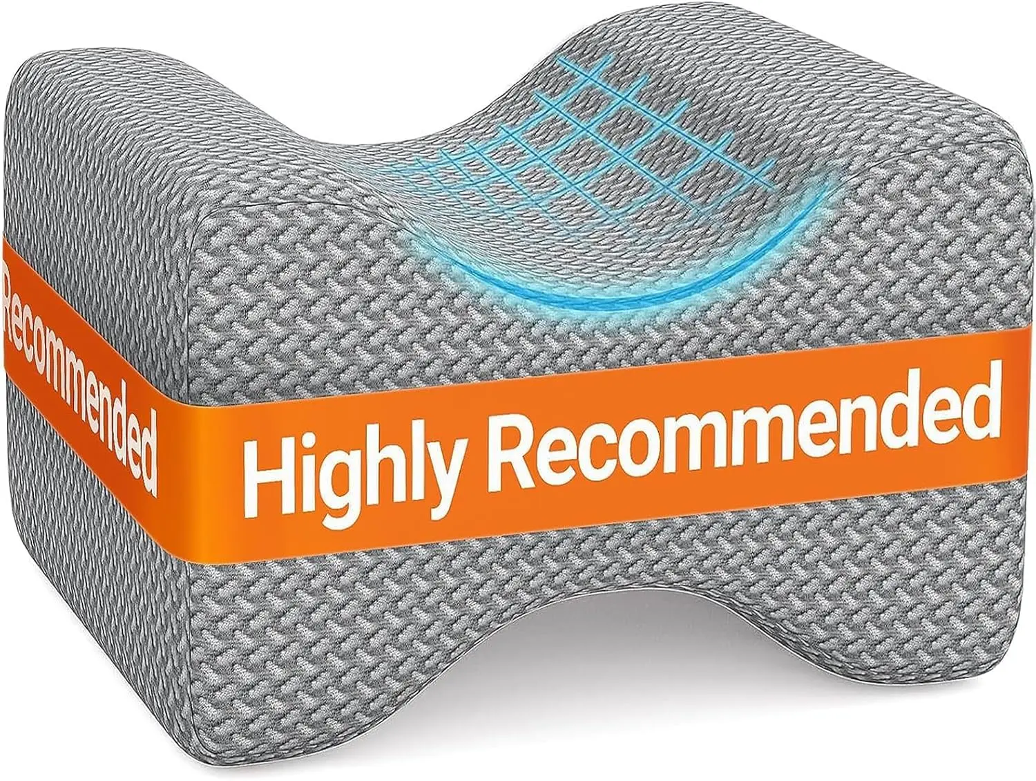Memory Foam Knee & Leg Pillow for Side Sleepers, Grey, Medium | Ergonomic Supports Knees, Legs, Hips, Back and Spinal Alignment for Side Sleeping and Pregnancy, Removable Washable Cover