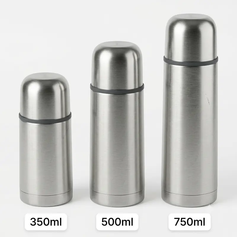 Stainless Steel Vacuum Insulated Travel Flask, Reusable Insulated Cup with Stopper & Lid for Hot/Cold Drinks (350ml-750ml)