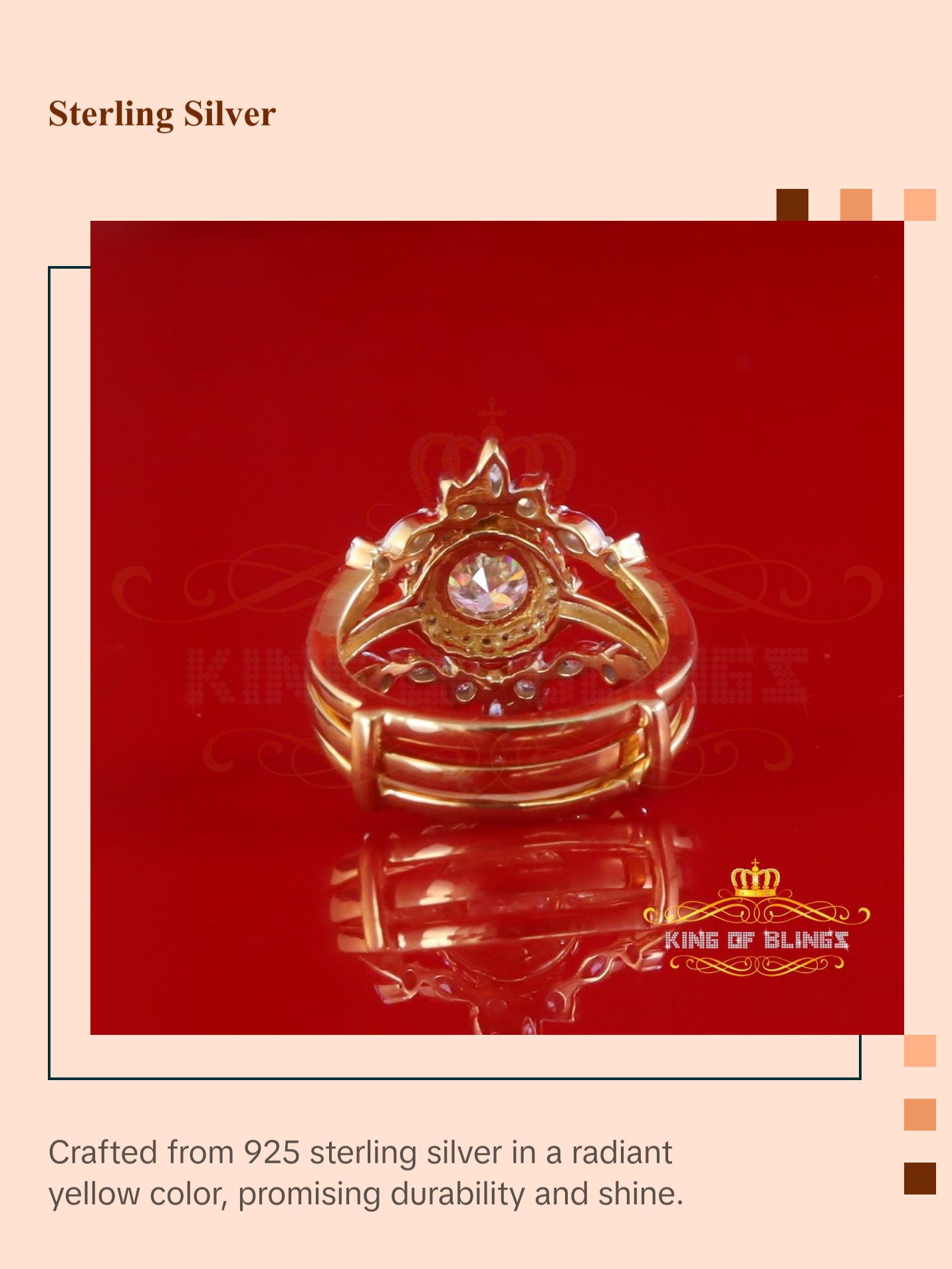 King of Bling's 1.66ct Yellow Guard Wrap Insert 925 SilverMoissanite Solitaire Enhancer Ring SZ7