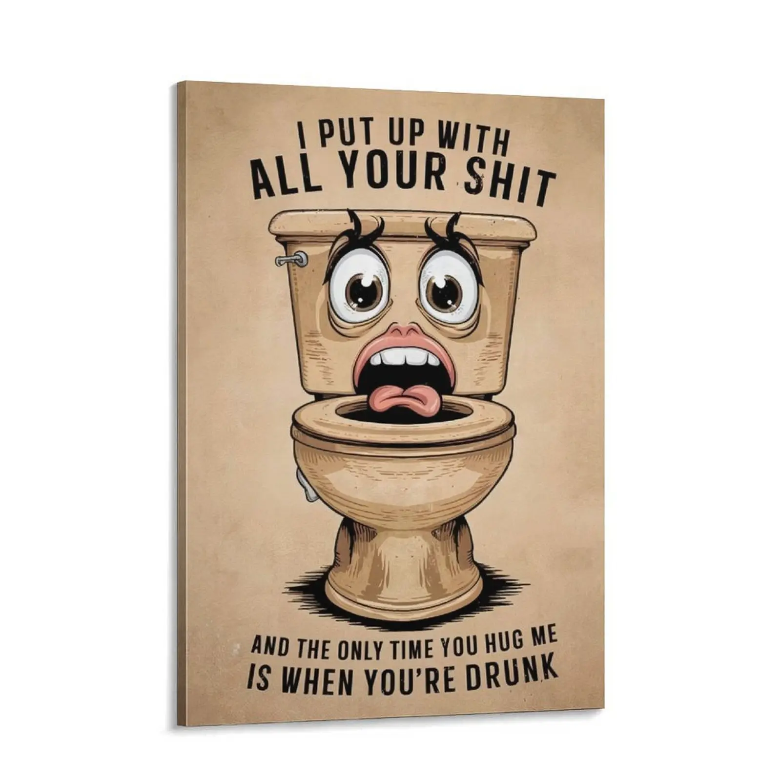 Funny Bathroom Toilet Canvas Poster - Humorous Toilet Wall Decor For Bathroom Bar Or Pub Novelty Home Wall Decor Canvas Art Poster