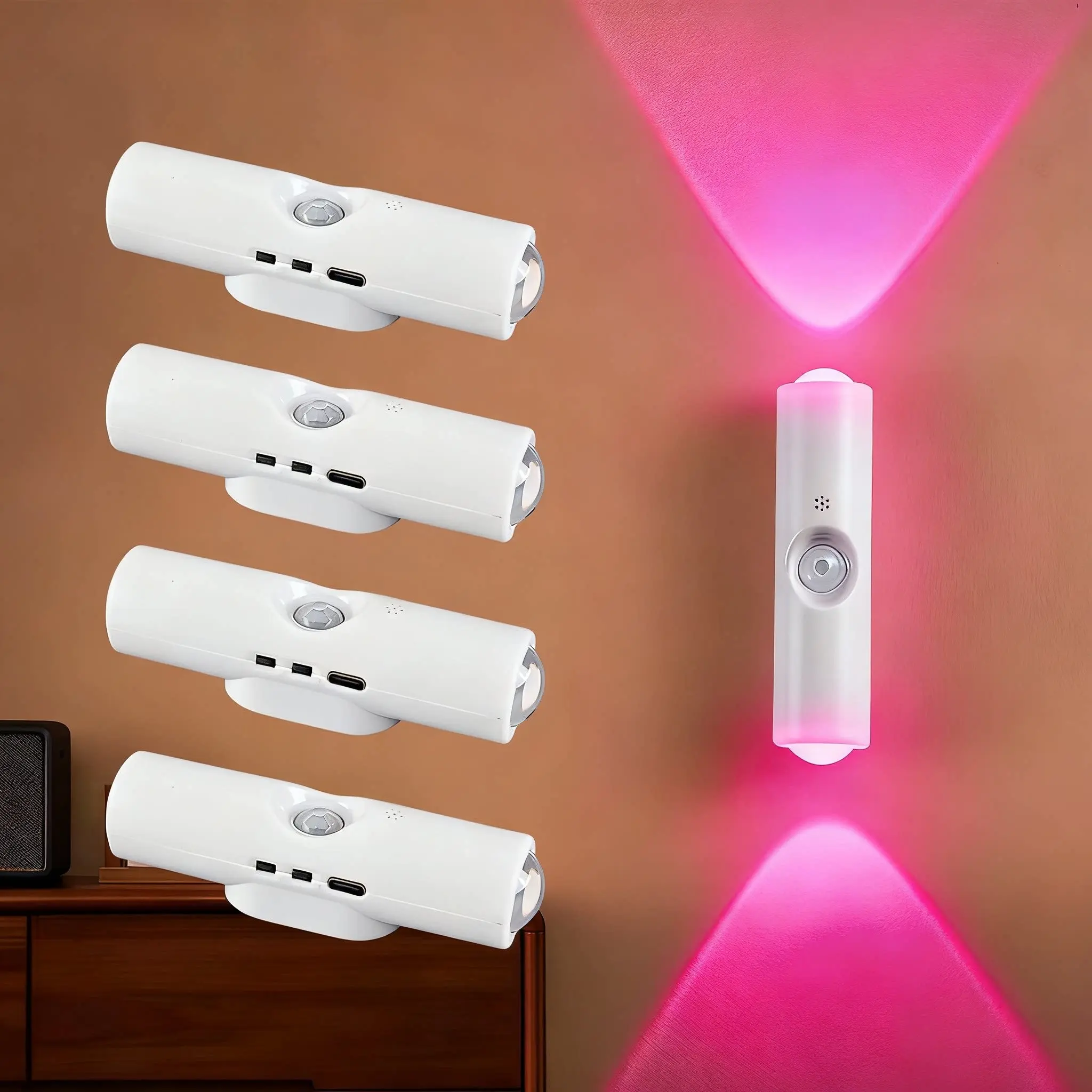 RGB Motion Sensor Wall Light – Rechargeable Gradient Dimmable Magnetic Step Lamp for Bedroom, Entryway, Hallway & Stairs, Easy Charging & Stylish Room Decor summerwins Smart Lighting