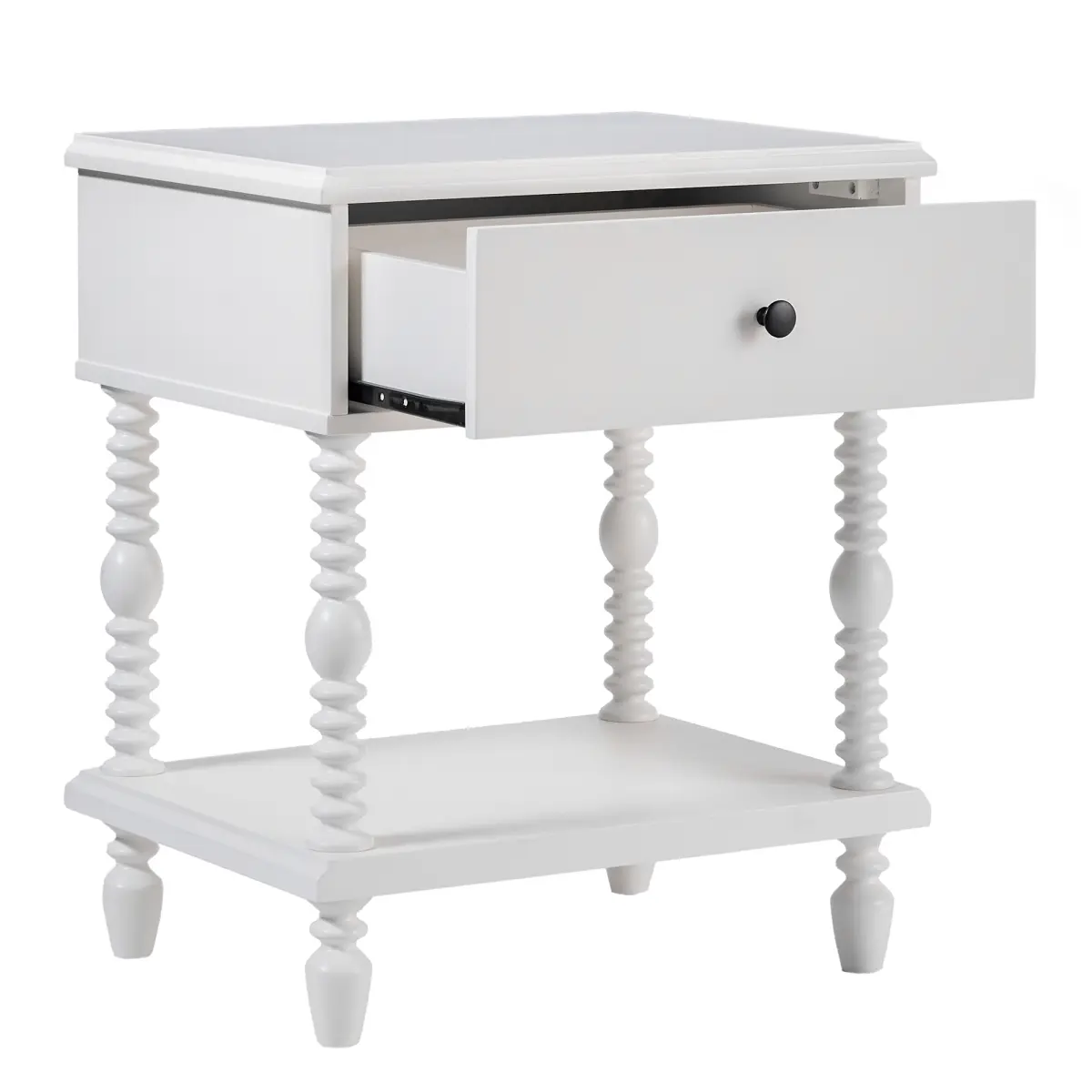 Walker Edison Modern 1-Drawer Solid Wood Spindle Nightstand, White, 26x17x22 in, Easy Assembly, Nightstand with Drawers, Modern Nightstand