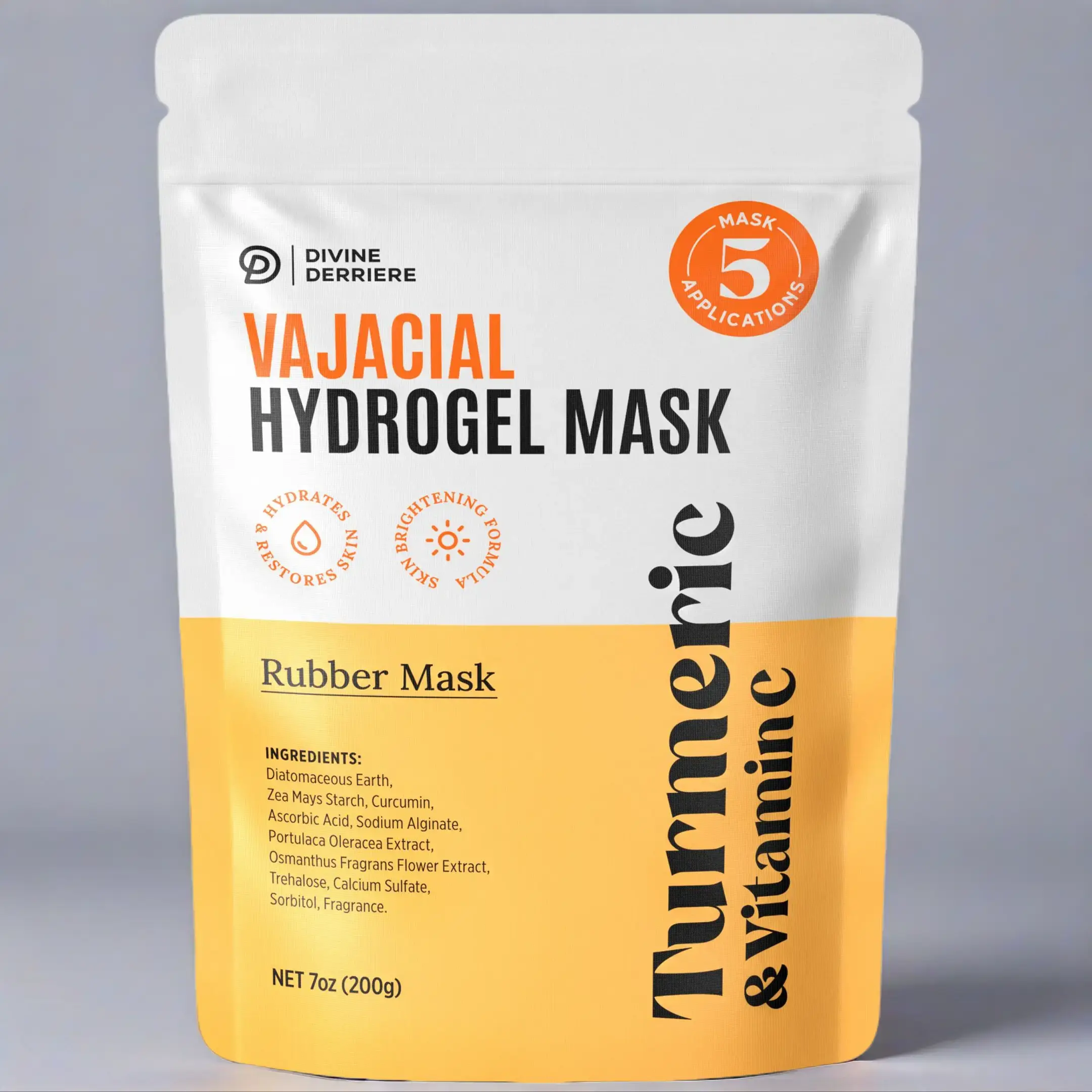 Divine Derriere DOWN THERE CARE Vajacial Mask - GET GLEAMIN TURMERIC & VITAMIN C Hydrogel Mask Post Shaving Waxing Hydrojelly Korean Mask - Plant Based Brightening Vajacial & Facial Masks, Hydrating Jelly Mask Moisturizing Skin Repair Organic Body Care