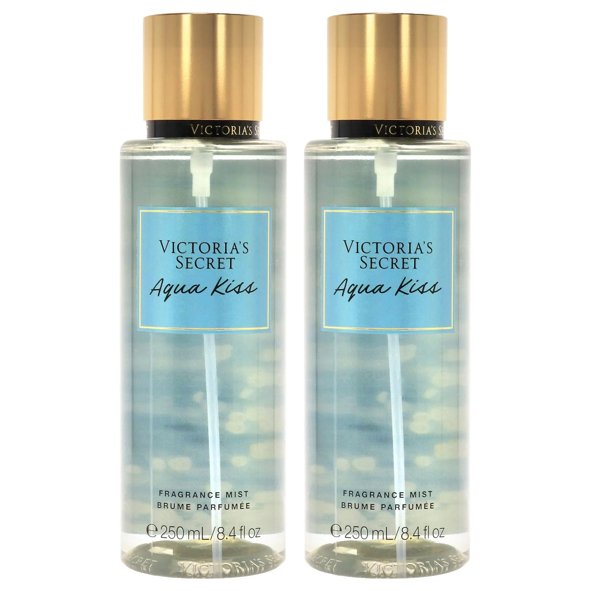 Victoria's Secret Aqua Kiss Fresh Aqua Fragrance Mist Spray Bottle for Female Use - 8.4 fl oz, Set of 2