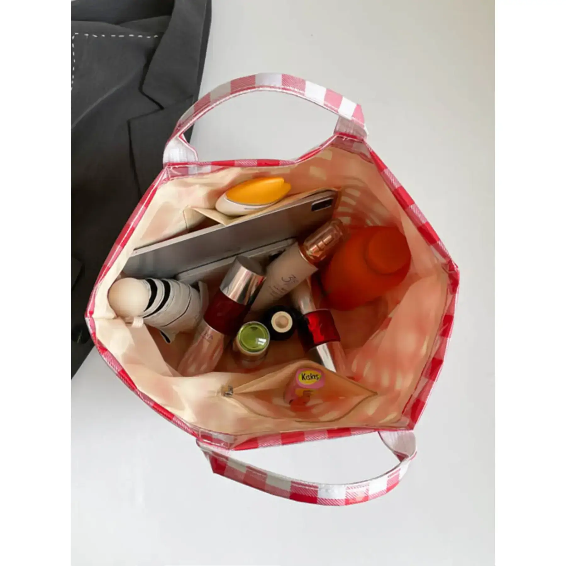 Plaid Casual Tote Bag, Women's Large Capacity Handbag, Waterproof PVC Shopping Bag, Versatile Shoulder Bag for Commuting and Travel Plaid Casual Tote Bag, Women's Large Capacity Handbag, Waterproof PVC Shopping Bag, Versatile Shoulder Bag for Commuting and Travel