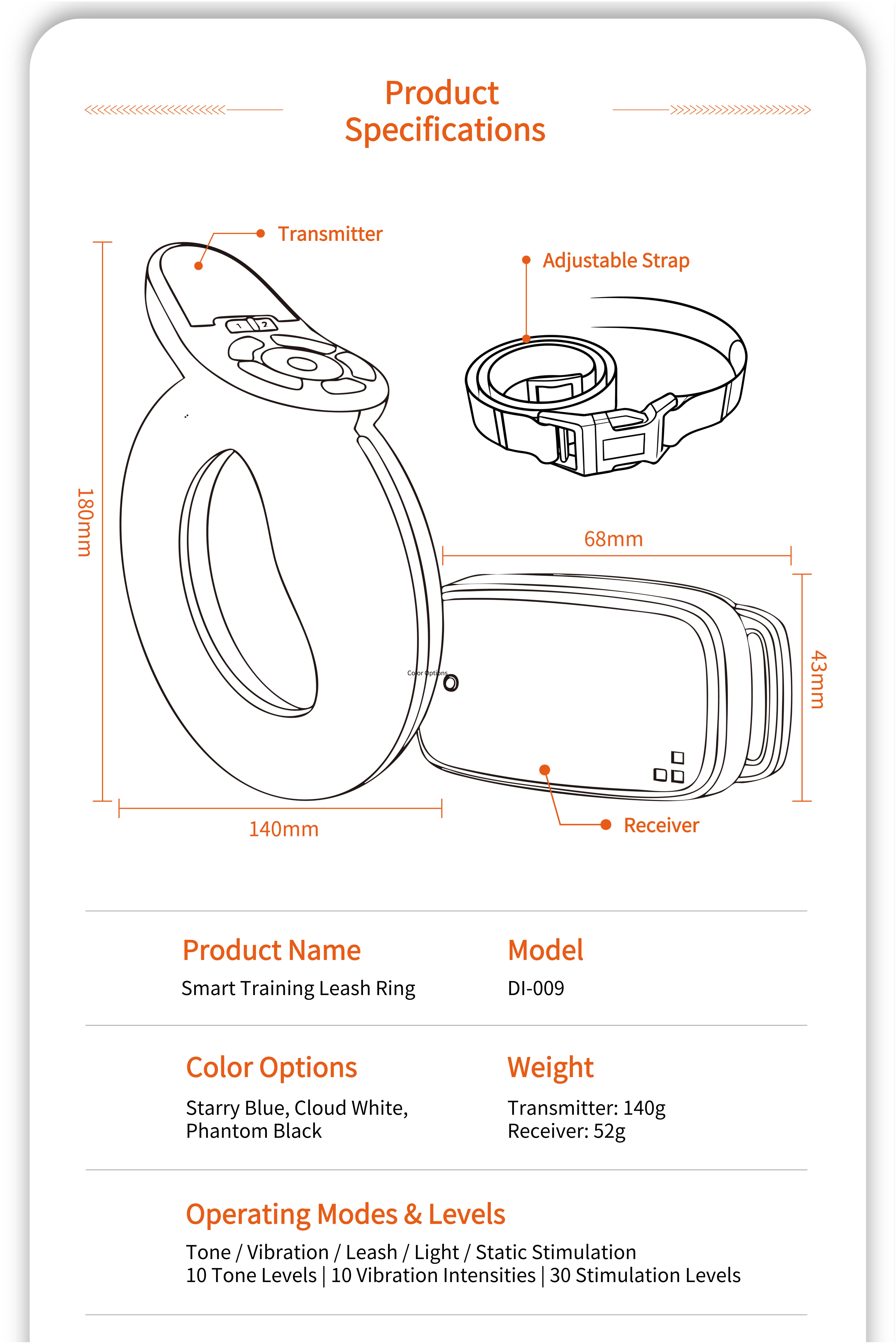 Luckymyth - Dog Training Collar  Leash – 3200ft remote control- built-in light- IP67 waterproof- magnetic charging- 30 static levels + 10 vibration/sound modes-fits dogs 10–120 lbs- integrates both leash and training capabilities-Handles two dogs at once