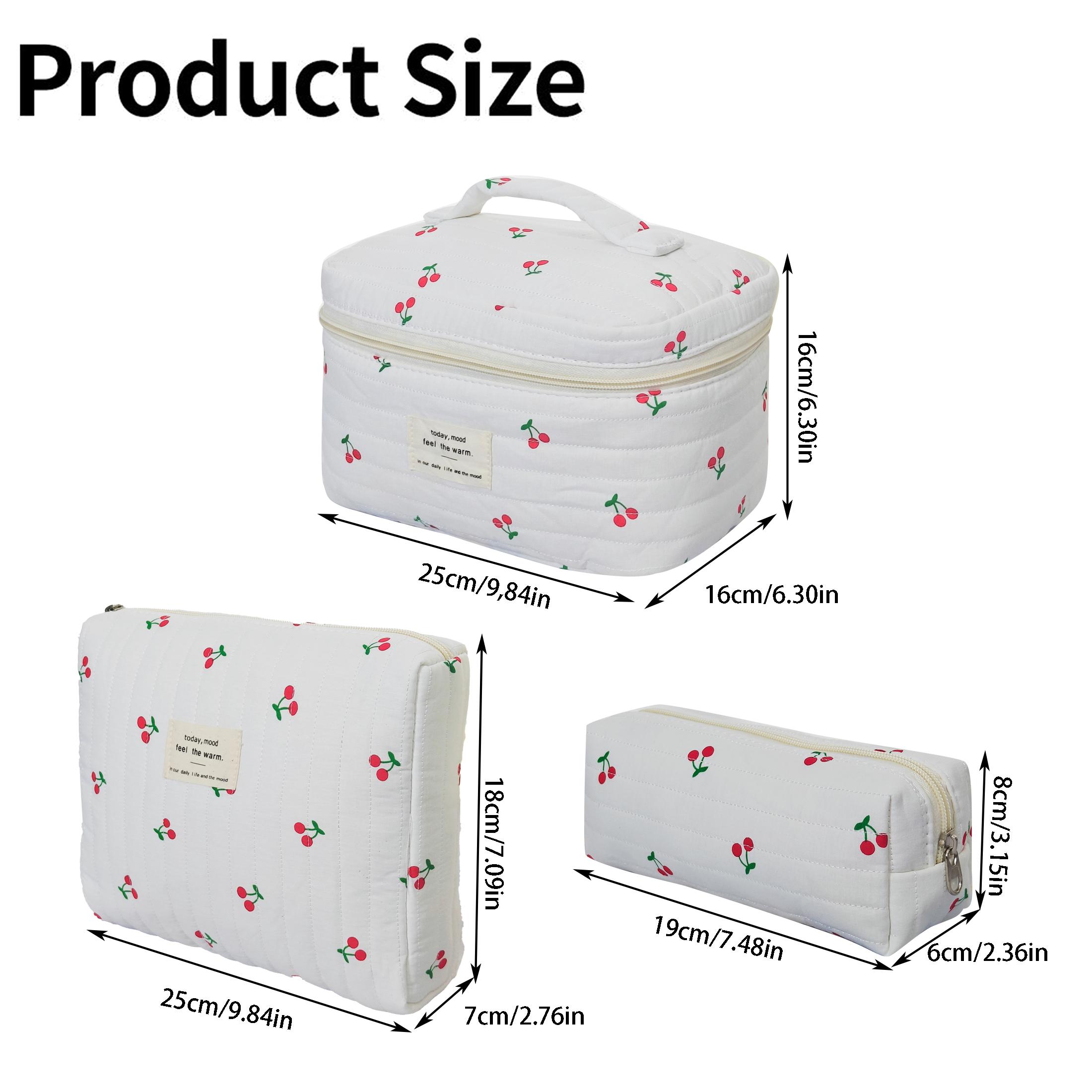 3-piece cherry pattern set, lightweight, multifunctional, stylish zipper design storage bag, suitable for daily use, leisure travel, portable storage bag for storing cosmetics, jewelry, and accessories