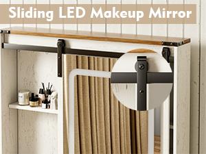 Makeup Vanity with HD Mirror, Dressing Table with Adjustable LED Lighting, Vanity Desk Ample Storage & Built-In Power Outlets – Perfect for Beauty Essentials and Home Use