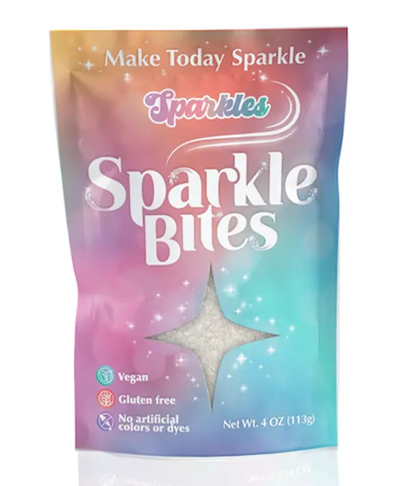 Sparkle Bites Natural Fruit Flavor Strawberry Crystal Candy - Crunchy Shell, Soft Jelly Center Sweet Snack, Crunchy Sweet Gifts