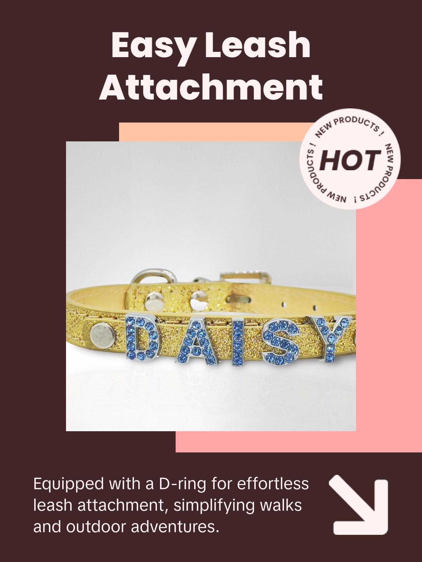 ALPHABET Brilliance Personalized Handmade PU Leather Dog Collar