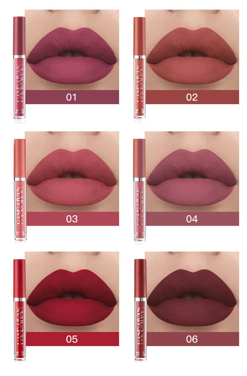 HANDAIYAN 6Pcs Velvet Matte Lip Stain Set | Long-Lasting Waterproof Lipstick Kit with Nude Palette, Non-Stick Gloss Lipgloss gloss bomb shimmer stix Matte Liquid Lipstick Makeup Set Cosmetic Glossy 6A beauty guru HANDAIYAN 6Pcs Velvet Matte Lip Stain Set | Long-Lasting Waterproof Lipstick Kit with Nude Palette, Non-Stick Gloss Lipgloss gloss bomb shimmer stix Matte Liquid Lipstick Makeup Set Cosmetic Glossy 6A beauty guru