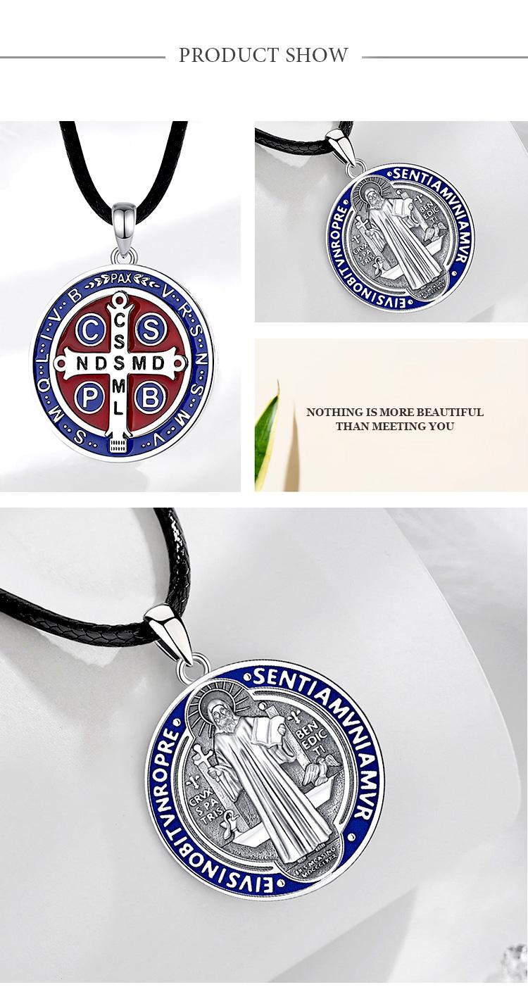 Eudora S925 Sliver St. Benedict Key Necklace, Silver and Gold-Plated Saint Benedict Pendant for Spiritual Protection, Catholic Sacramental Jewelry Gift for Prayer