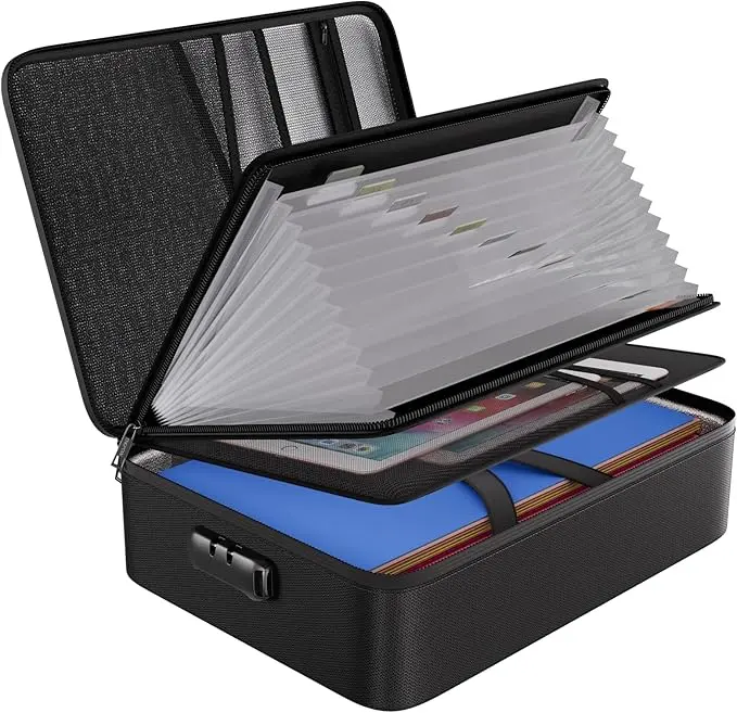 Fireproof File Organizer Bag - 13 Colorful Pockets, Accordion Folder, Lockable Labelled Storage Box, Multi-Layer Portable Flame-Retardant 5200℉ Temperature Resistant Home Safe for Important Documents,dorm room inspo,college dorm essentials,dorm haul