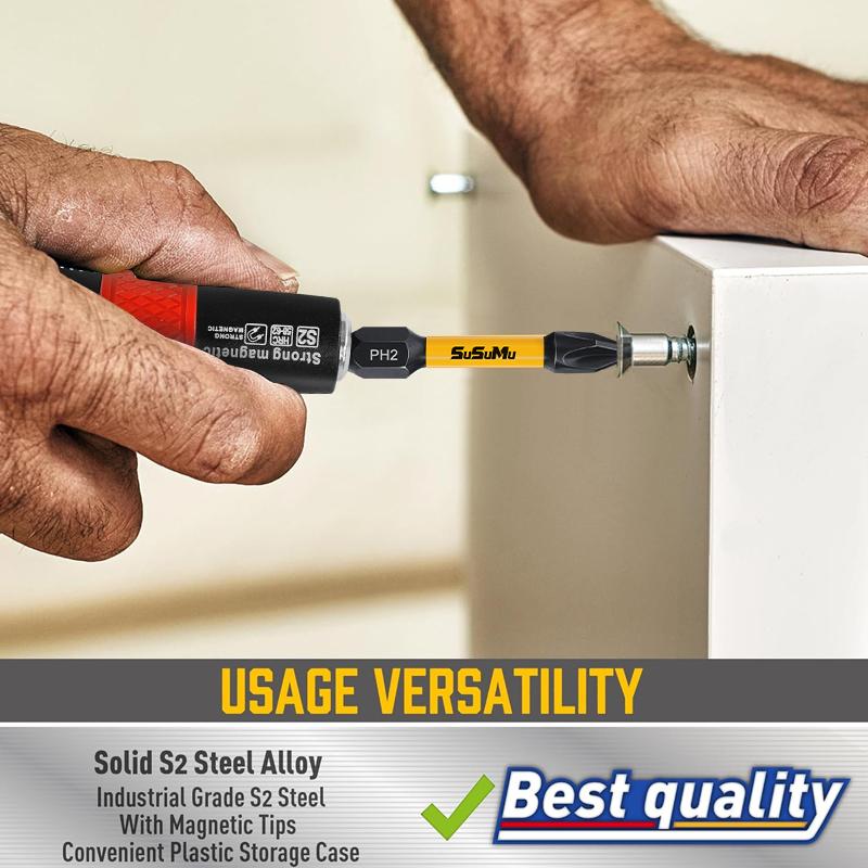 【Clearance Sale】24-Piece Black Phosphated Screwdriver Bit Set | Impact-Resistant Magnetic Bits | Square-Slot Hex Shank & Flat-Head Slotted | Yellow Rubber Sleeve — Auto & DIY High-Strength Tool Kit. Screwdriver Set pc Portable detachable Precision quick