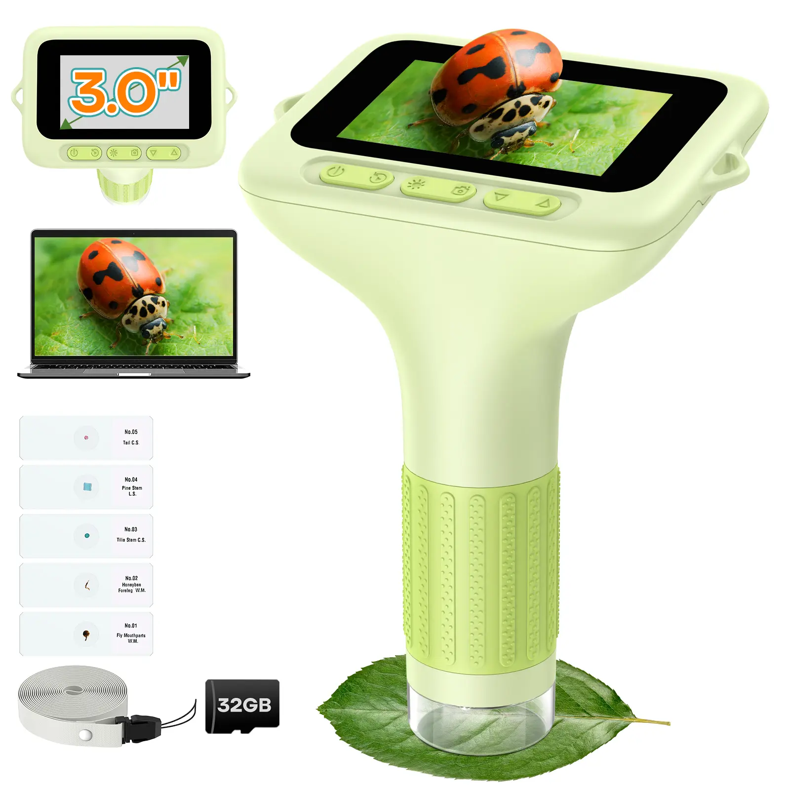 3.0" Screen Digital Microscope for Kids: 1000X Rechargeable Mini Pocket Portable Miniscope Magnifying Glass 4K Coin Jewelry Loupe Edu Science STEM Toy Xmas Gift 4-12 Boys Girls