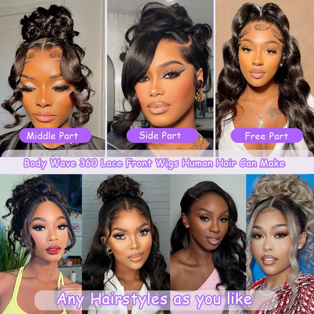 【30"=$107】Redice 360 HD Full Lace Front Wig Human Hair Body Wave Lace Front Wigs Human Hair  180 Density Pre Plucked Drawstring Lace Front Wig Glueless Hidden Strap Frontal Wigs for Women