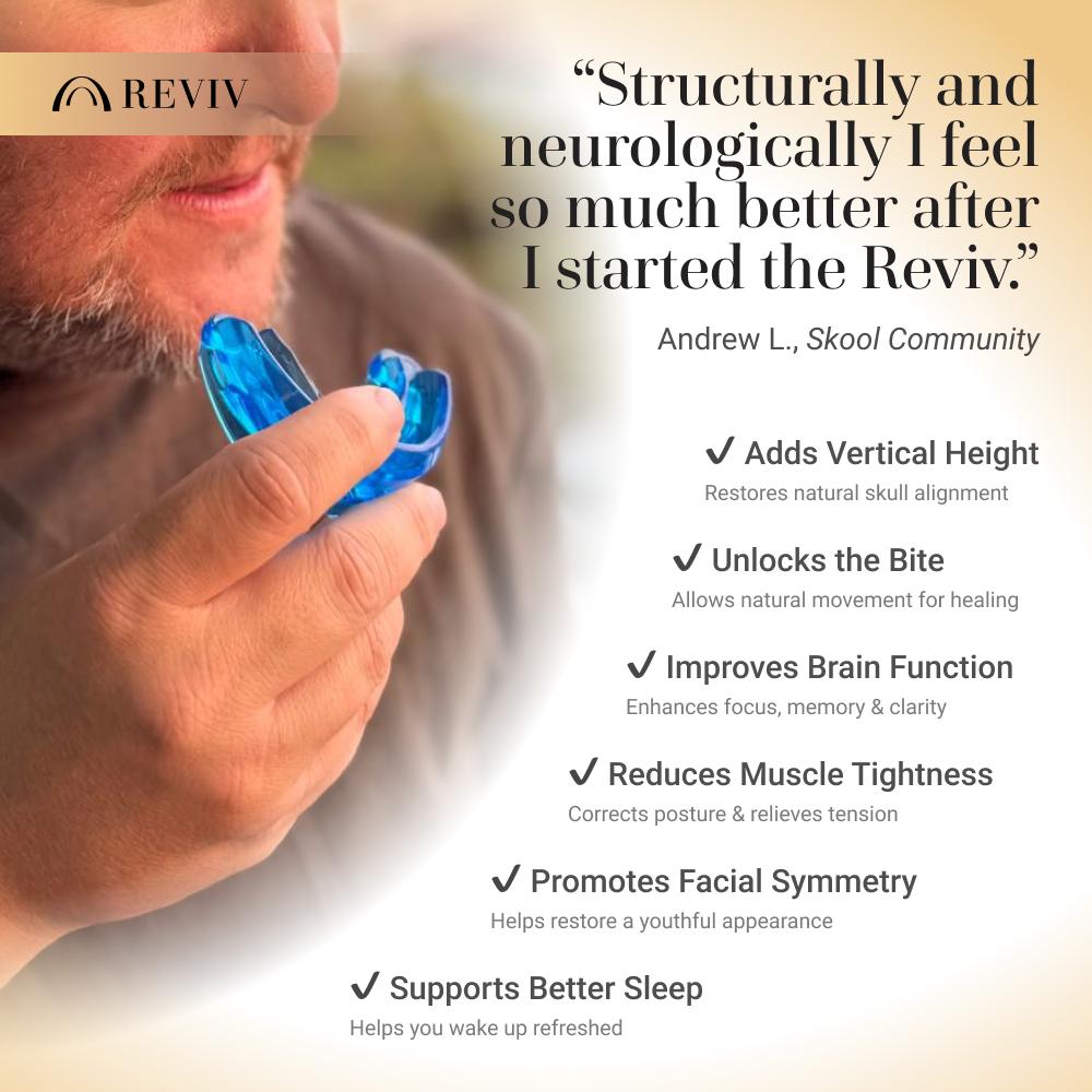 Reviv One Mouthguard for Teeth Grinding TMJ Relief & Better Sleep Soft Wearable Appliance to Support Jaw Curve for Improved Posture and Sleep - Mouthpiece
