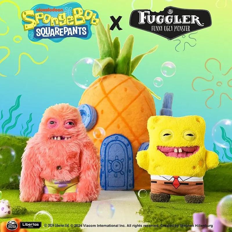 Original Fuggler Spongebob & Patrick 22cm Official Collab Plush, Toothy Ugly-Cute Tooth Monster, Unique Collectible Plush Toy