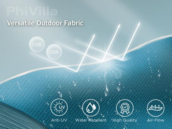 [15ft Extra Large] PHI VILLA Double-Sided Patio Umbrella with Crank & LED Lights - Large Steel Frame, UV Protection, Metal Base Included, Modern Decorative Lighting