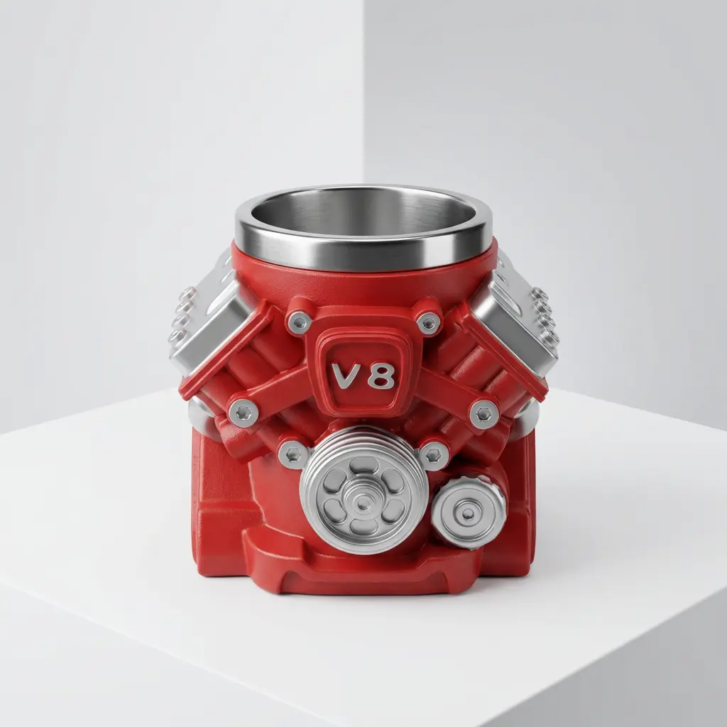 Red V8 Engine 