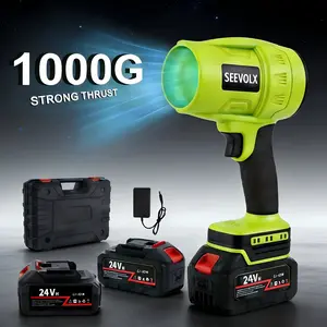 SEEVOLX Cordless Leaf Blower with 2 x 1200mAh Batteries 24Vmax Brushless Motor Violent TurboFan for Car Drying Leaf Cleanup & Snow Removal 1000G Strong Thrust