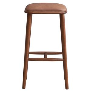 Jason Mid-Century Modern PU Leather Bar Stool with Solid Wood Structure in Brown & Light Tan 30-Inch Counter Height Set