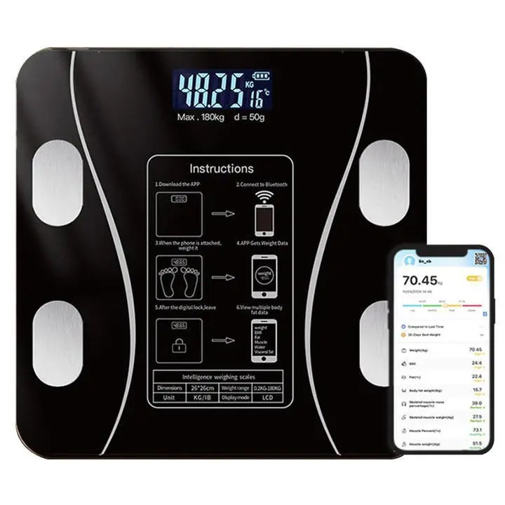 Smart Scale for Body Weight, Digital Bathroom Scale BMI Weighing Bluetooth Body Fat Scale, Body Composition Monitor Health Analyzer with Smartphone App, 400 lbs Versatile Family Digital Weight Scale with Bluetooth Connectivity Dual-Unit tiktokshopspringgl
