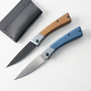New 315 folding pocket knife with an aluminum alloy handle and a D2 stainless steel blade, includes a leather sheath; sharp cutting tool, fishing cutting tool, suitable for outdoor exploration, camping, and more; Valentine’s Day gift