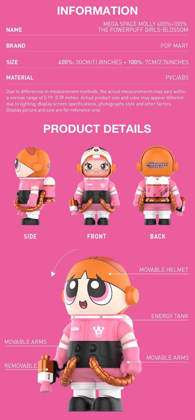 POP MART MEGA SPACE MOLLY 400%+100% THE POWERPUFF GIRLS-Blossom