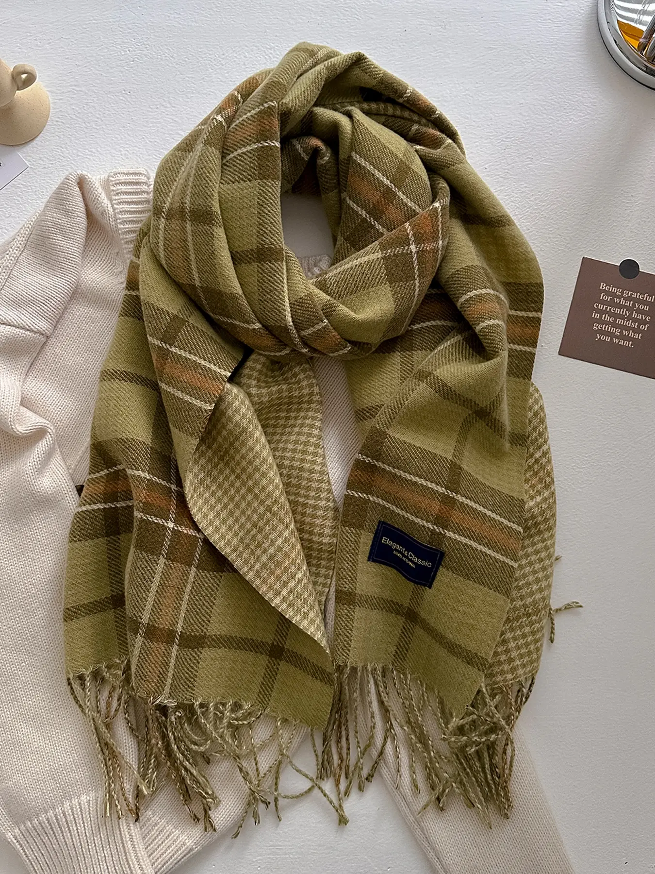 Women's Plaid Scarf with Long Fringe, Warm Fashion Street Style Design, Soft Comfortable Fabric, Perfect Daily Wear Choice, Boho Style Scarf, Boho Shawl, Fashion Shawl Wrap, Neck Scarf, Checkered Scarf