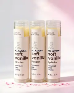 Soft Vanilla Lip Balm (3 Pack) – All Natural Vanilla Hydrating Balm with Vitamin E, Zinc & Lysine