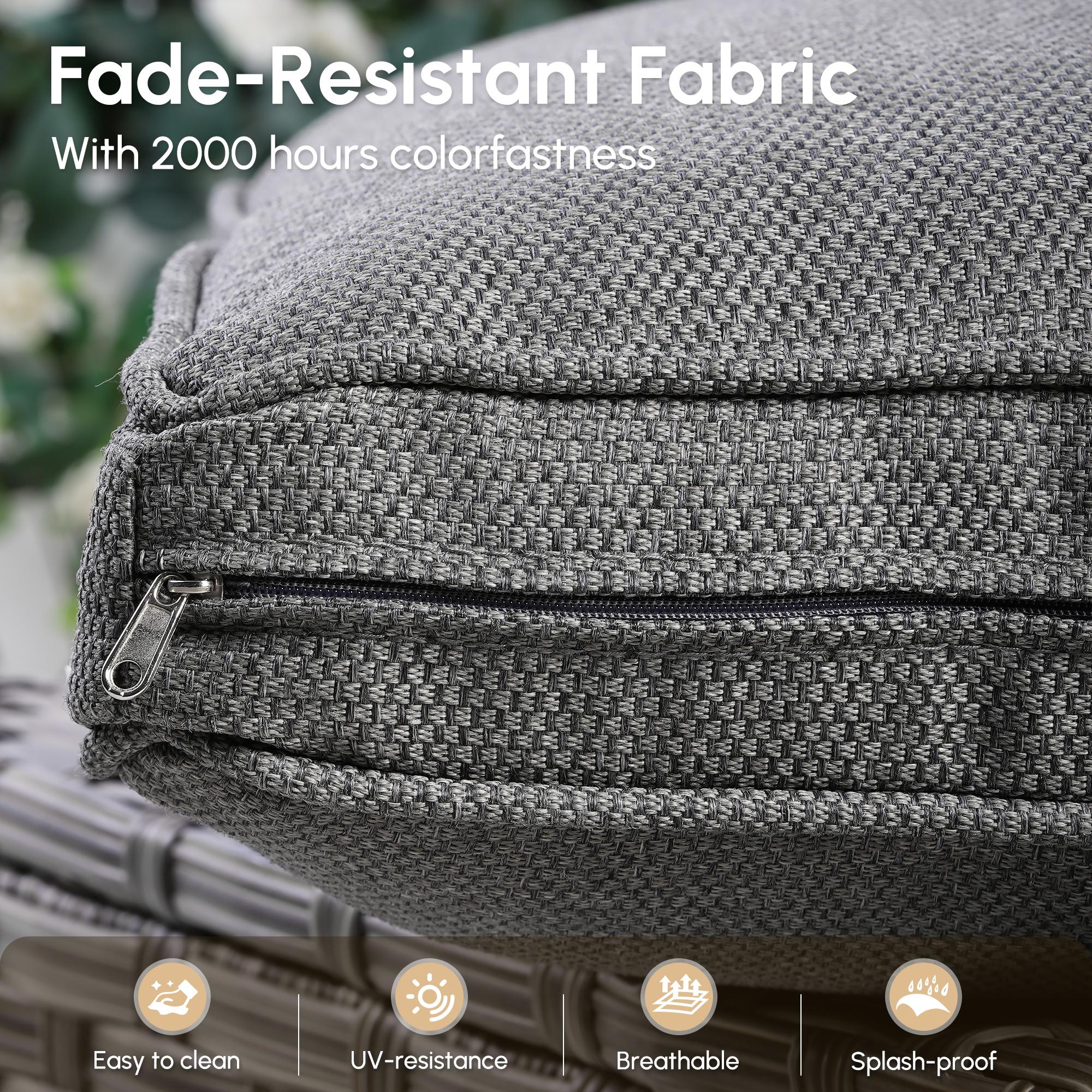 【4 Packages Shipping】Ovios 5 Pieces Outdoor Patio Furniture with 3-Seat Sofa,Rattan Wicker Coversation Set with Swivel Rocking Chair,Balcony Sofa Set with Shiny Solar Powered Coffee Table for Outside Porch Backyard PooL