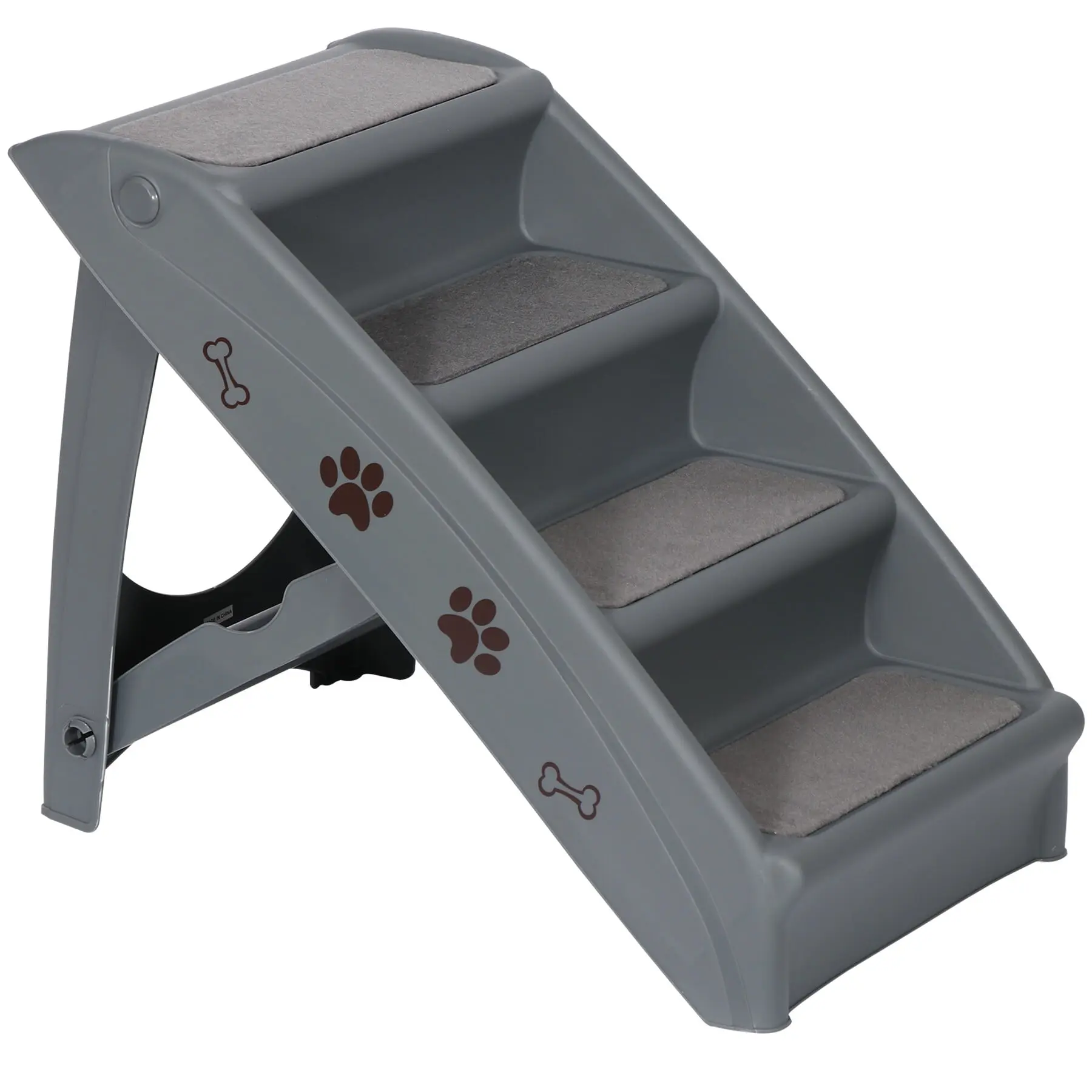 Segawe 4-Step Plastic Pet Stairs Ladder - 100 lbs Capacity, Washable, Foldable, 23.8" x 15.5" x 19.29", Small-Medium Dog & Cat Climbing Aid, Dark Grey Home Pet Furniture, Single Set