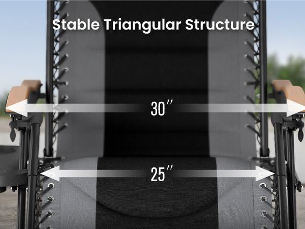 PHI VILLA  Oversized Padded Zero Gravity Chair, 26''/28''/30" Wide Foldable Patio Recliner, Anti Gravity Lounger with Cup Holder, 400 LBS Weight Capacity