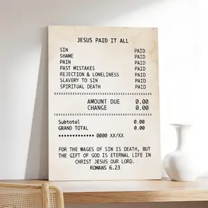 Jesus Paid All - Inspirational Poster, Motivational Christian Wall Art Framed or frameless options available Vintage Decor Decoration wall decor poster wall art posters