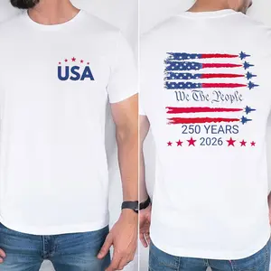 1776-2026 America 250th Semiquincentennial Freedom T-Shirt - Patriotic USA Flag Graphic, Oversized Ribbed Seamless Short-Sleeve Classic 4th Of July Independence Day Casual Men's Top