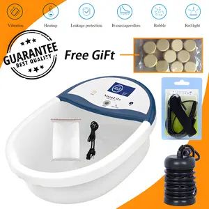 2026 Best Selling Ionic Foot Bath Detox Machine, Great Gift for Family, LED Foot Spa Kit with Heated Belt, Wrist Strap, 2 Arrays, Sea Salt, 10 Liners & Portable Handbag