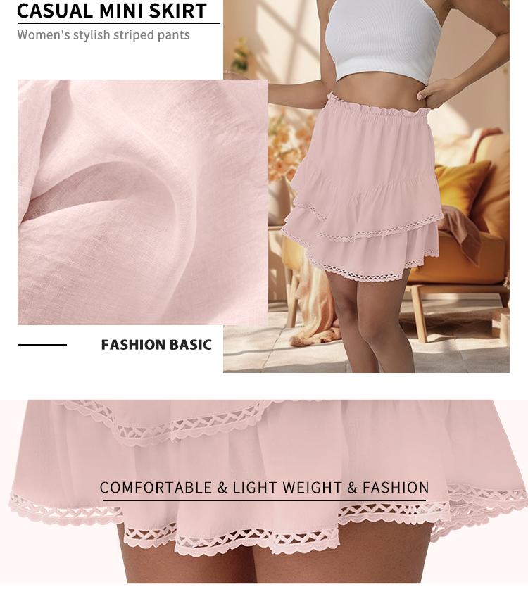 Automet Flowy Shorts for Women Casual Boho Ruffle Tiered Skorts High Waist Mini Skirts Golf Tennis Crochet Shorts Fallreshness
