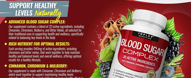 3 Bottles of Healthy Blood Sugar Complex 20 Vitamins & Minerals Support Overall Health,Capsules with Chromium Cinnamon ,edible blood sugar balance health,gym edible dietary,60 capsule healthcare fitness dietary