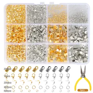 1273 Piece Bracelet Clasps Set, Chain Clasp Set, Including Lobster Clasp, Clip, Wrap Clasp, Connector, Fixing Bead, Tweezers, Finger Ring, Pliers