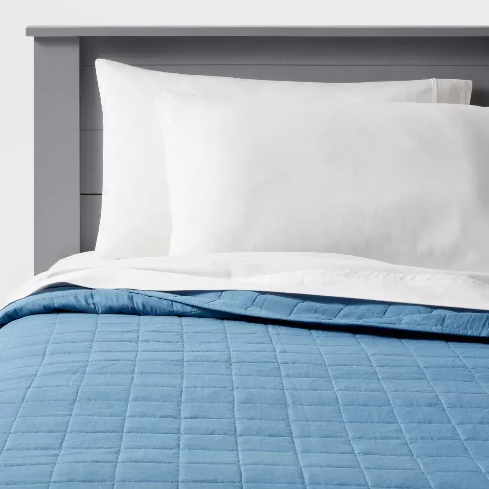 Pillowfort Kids' Quilt for Kids’ Bed, Bergen Blue, Full/Queen Size, Value Microfiber, OEKO-TEX Certified, Machine Washable