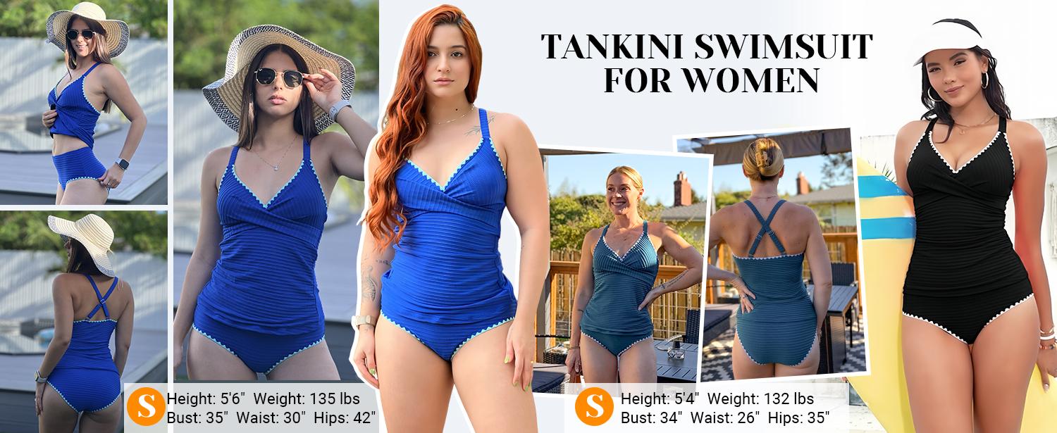 Daci Women's Tankini Swimsuits - Tummy Control Bathing Suits Two Piece Ribbed Twist 2026 Swimwear with High Waisted Bottom