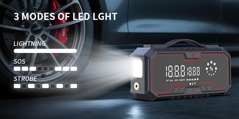 【Kapeezi】 Portable Car Emergency Starter Suitable for all gasoline engines and 6L diesel engines. 160PSI Tire Inflator 12V Battery Starter 18000mAh Power Bank with LED Light. 【Kapeezi】 Portable Car Emergency Starter Suitable for all gasoline engines and 6L diesel engines. 160PSI Tire Inflator 12V Battery Starter 18000mAh Power Bank with LED Light.